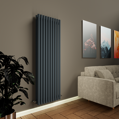 H1800mm x W590mm Oval Panel Anthracite Vertical Designer Radiator