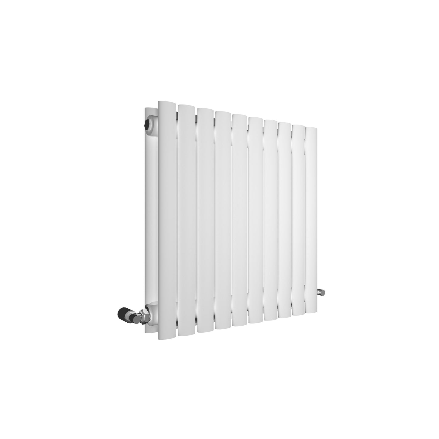 H600mm x W1416mm Double Oval Panel White Horizontal Designer Radiator