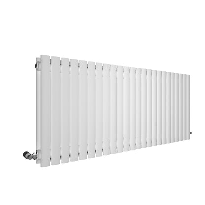 H600mm x W1416mm Oval Panel White Horizontal Designer Radiator