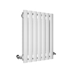 H600mm x W1416mm Oval Panel White Horizontal Designer Radiator