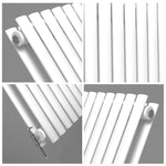 H600mm x W1416mm Double Oval Panel White Horizontal Designer Radiator